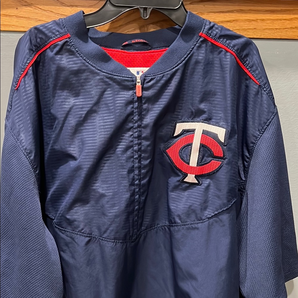 Majestic Blue and Red Lightweight Shirt Jacket with Team Logo